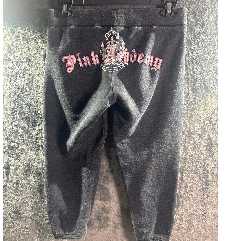 Victoria Secret PINK Academy Cropped Sweatpants Grey Spellout Medium Y2K